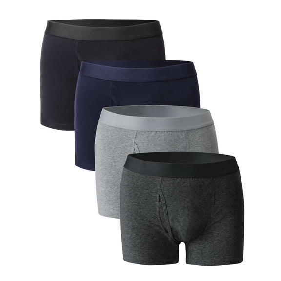Gustave 4-Pack Men's Regular Leg Boxer Briefs Adult Youth Tagless Cotton Underwear Comfort Stretch "Size L"