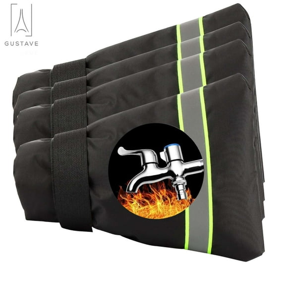 Gustave 4 Pack Outdoor Faucet Cover Socks for Winter Freeze Protection, 5.5" W x 7.1" H, Reusable Faucet Insulation Cover Anti-Freeze Hose Bib Socks