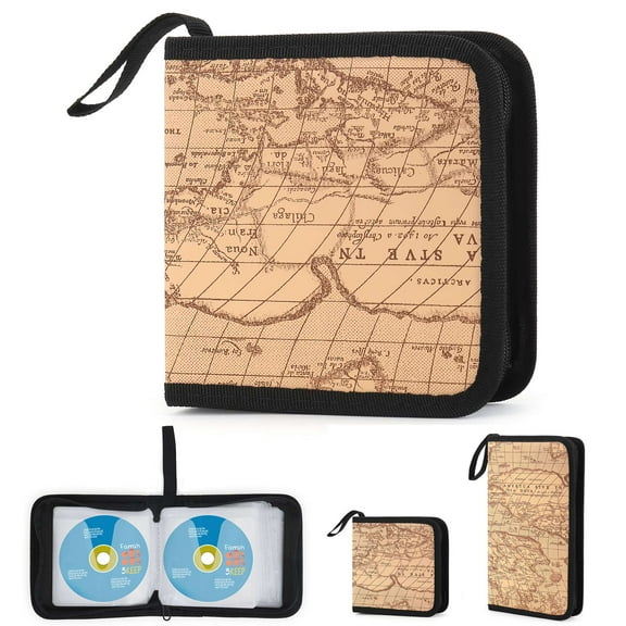 Gustave 40 Capacity CD DVD Case Holder PU Leather CD DVD Disc Portable Wallet Holder Binder Storage Organizer with Zipper for Car Home Office Travel