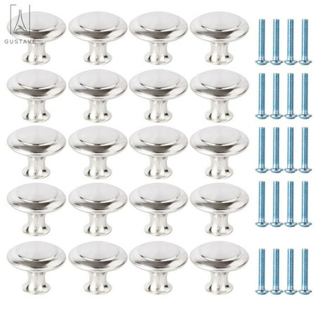 Gustave 40PCS Silver Cabinet Knobs Kitchen Round Drawer Dresser Handles Door Cupboard Stainless Steel Pulls Hardware with Screws