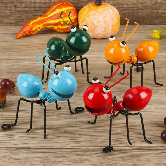 Gustave 4PCS Metal Ant Sculptures Garden Decor 3D Cute Ants Ornament Statues Hanging Wall Art for Outdoor Yard Lawn Home Desktop Decoration