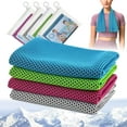 thumbnail image 1 of Gustave 4Pcs Cooling Towels Sweat Workout Towel Soft Breathable Chilly Ice Towel for Neck & Face Quick Dry Microfiber Sport Towels for Gym, Yoga, Running, Golf, Travel "Gray/Green/Blue/Red", 1 of 9