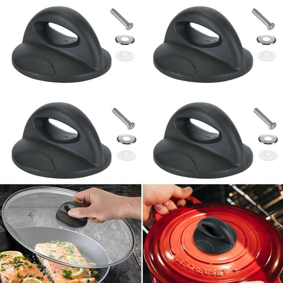 Gustave 4Pcs Pot Lid Top Replacement Knobs Universal Kitchen Cookware Pan Lid Replacement Holding Handles Heat Resistant Easy Grip Pot Glass Lids Cover Knob