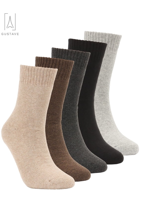 5 Pack Adult Men's Cotton Crew Socks Breathable Athletic Work Socks Pure Color Winter Warm Quarter Socks Size 8-12