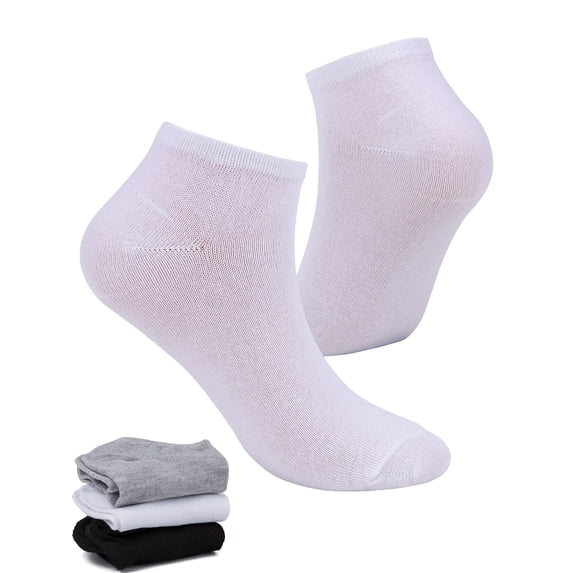 Gustave 5 Pairs Ankle Socks Low Cut Cotton Athletic Running Socks Casual No-Show Socks for Men and Women (White)