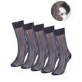 thumbnail image 1 of Gustave 5 Pairs Mens Sheer Silk Socks Ultra-Thin Breathable Business Dress Socks Summer Dry Fit Striped Crew Socks "Navy", 1 of 9