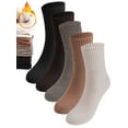 thumbnail image 1 of Gustave 5 Pairs Winter Boot Socks for Women Thick Warm Knit Socks Thermal Cozy Crew Socks Solid Color Soft Casual Socks Stocking Stuffers Gifts for Cold Weather, 1 of 7