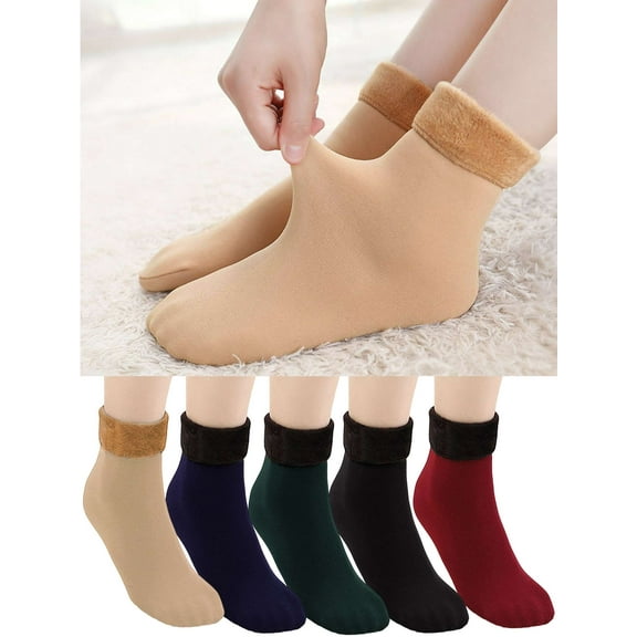 Gustave 5 Pairs Winter Thermal Socks for Women Fleece Lined Crew Socks Warm Thick Casual Socks Soft Cozy Boot Socks for Cold Weather
