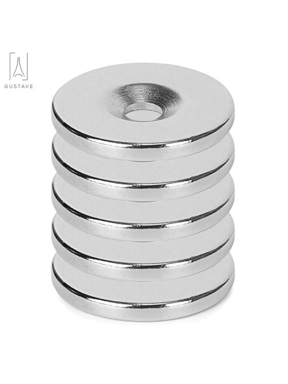5PCS Neodymium Disc Countersunk Hole Magnets, 0.79 inch D x 0.12 inch H Strong Permanent Rare Earth Magnets N35 for Fridge, DIY, Scientific, Craft, and Office