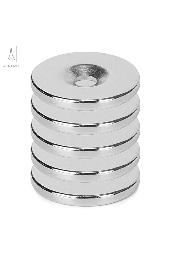 5PCS Neodymium Disc Countersunk Hole Magnets, 0.79 inch D x 0.2 inch H Strong Permanent Rare Earth Magnets N35 for Fridge, DIY, Scientific, Craft, and Office