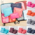 thumbnail image 1 of Gustave 6 Pack Travel Storage Bag Multi-functional Sorting Packages Luggage Travel Packing Pouches Household Portable Waterproof Organizer "Rose Red", 1 of 9