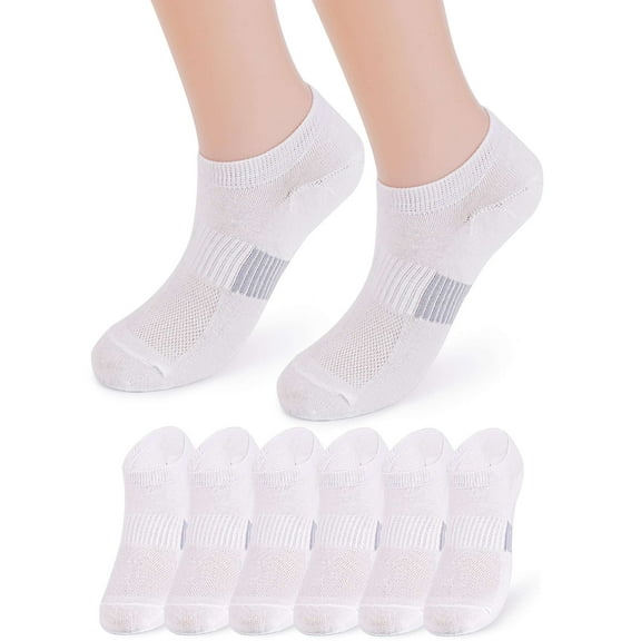 Gustave 6 Pairs No Show Socks for Men Women Low Cut Ankle Socks Non Slip Athletic Casual Invisible Liner Socks, White