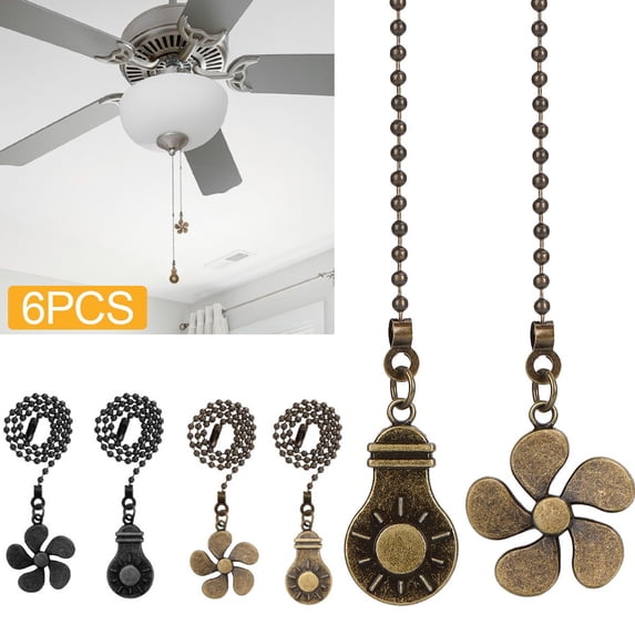 Gustave 6Pcs Ceiling Fan Pull Chain Extender Beaded Ball Pull Chains Extension 12 Inch Fan Pull Chain Bronze Pendant Ornament with Connector