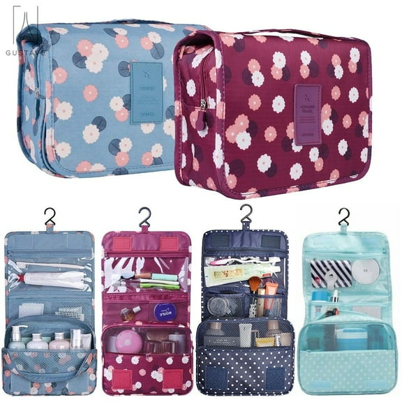 Gustave 9.5" Portable Travel Makeup Storage Bag Waterproof Cosmetic Organizer Hanging Toiletry Case Wash Pouch Bag (Green)