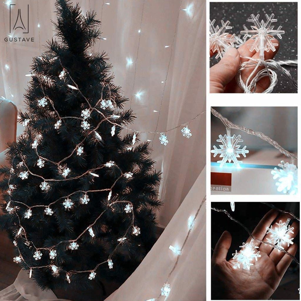 Snow String Gustave 9.84ft Christmas Snowflake String Lights Battery Powered ...