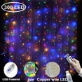 thumbnail image 1 of Gustave 9.8ft*9.8ft Window Curtain Fairy Lights 300 LED 8 Modes USB String Hanging Wall Lights with Remote for Bedroom Party Wedding Christmas Decor "Multicolor", 1 of 11
