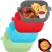 Gustave Air Fryer Square Silicone Liner Reusable Airfryer Silicone Pots Non Stick Basket Mats Heat Resistant Easy Clean for Air Fryers Accessories for 3 to 6 Qt "Gray"