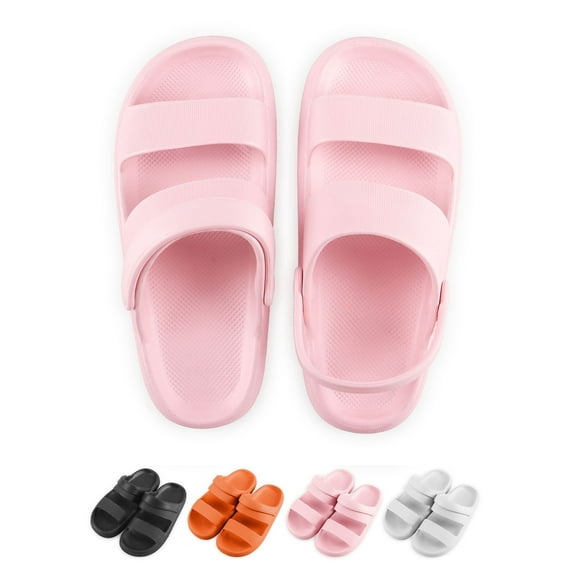 Gustave Anti-Slip Clouds Slippers for Women and Men, Double Strap Slides Sandals Thick Sole Open Toe Slippers for Shower Bathroom Indoor Outdoor