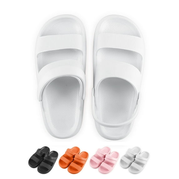 Gustave Anti-Slip Clouds Slippers for Women and Men, Double Strap Slides Sandals Thick Sole Open Toe Slippers for Shower Bathroom Indoor Outdoor