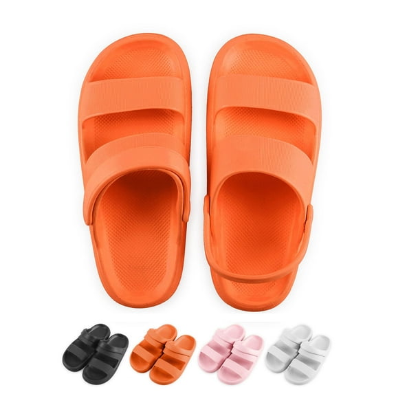 Gustave Anti-Slip Clouds Slippers for Women and Men, Double Strap Slides Sandals Thick Sole Open Toe Slippers for Shower Bathroom Indoor Outdoor