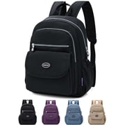 Gustave Anti-Theft Backpack Purse for Women Small Nylon Travel Rucksack Backpacks Water-Resistant Multi-Pockets Lightweight Casual Daypack Bookbag Shoulder Bag - Black
