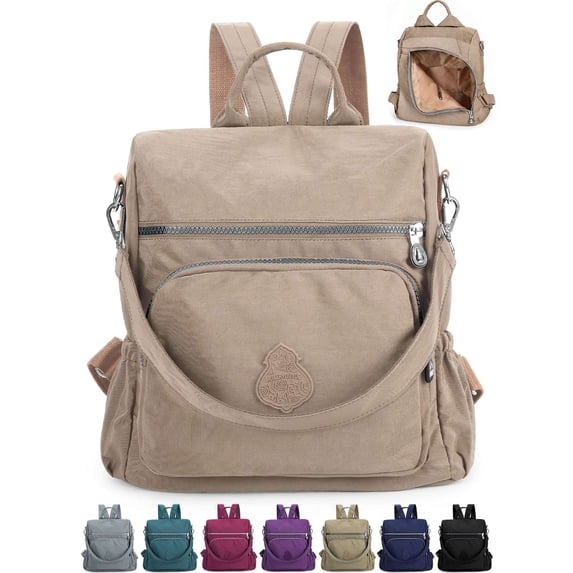 Gustave Backpack Purse for Women Anti-Theft Travel Convertible Backpack Shoulder Bag Nylon Waterproof Casual Daypack Satchel Handbag "Apricot"
