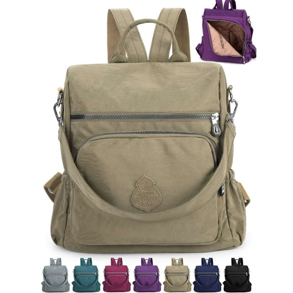 Gustave Backpack Purse for Women Anti-Theft Travel Convertible Backpack Shoulder Bag Nylon Waterproof Casual Daypack Satchel Handbag "Apricot"