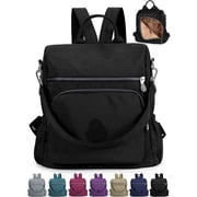Backpack Purse for Women Anti-Theft Travel Convertible Backpack Shoulder Bag Nylon Waterproof Casual Daypack Satchel Handbag "Black"