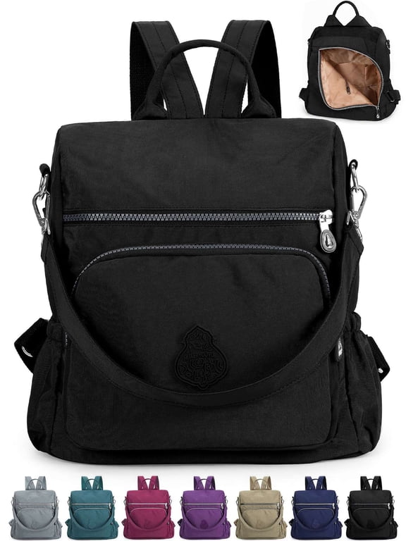 Backpack Purse for Women Anti-Theft Travel Convertible Backpack Shoulder Bag Nylon Waterproof Casual Daypack Satchel Handbag "Black"