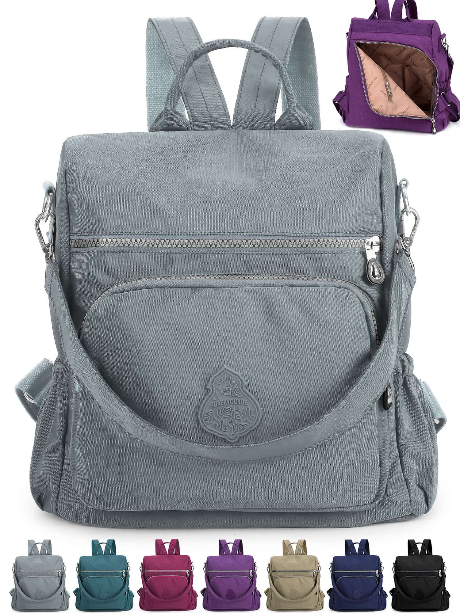 Gustave Backpack Purse for Women Anti Theft Travel Convertible Backpack Shoulder Bag Nylon Waterproof Casual Daypack Satchel Handbag Gray Walmart