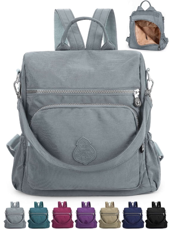 Backpack Purse for Women Anti-Theft Travel Convertible Backpack Shoulder Bag Nylon Waterproof Casual Daypack Satchel Handbag "Gray"