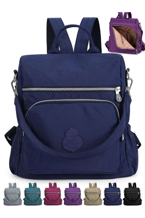 Backpack Purse for Women Anti-Theft Travel Convertible Backpack Shoulder Bag Nylon Waterproof Casual Daypack Satchel Handbag "Navy Blue"