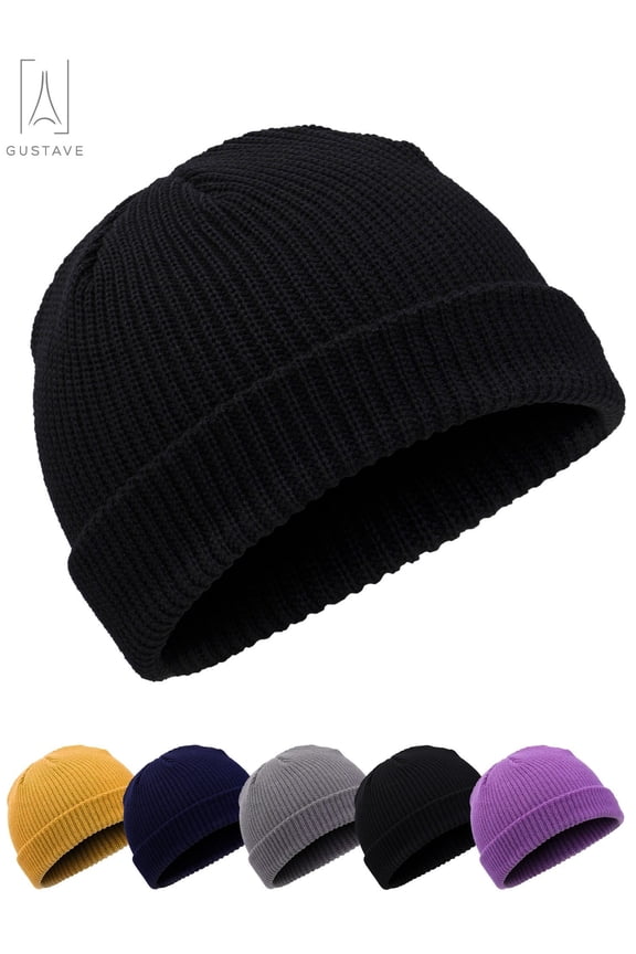Beanie Hat Men Women Classic Knit Cuffed Plain Cap Winter Warm Ski Knitted Skull Hat Unisex "Black"