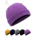 thumbnail image 1 of Gustave Beanie Hat Men Women Classic Knit Cuffed Plain Cap Winter Warm Ski Knitted Skull Hat Unisex "Purple", 1 of 9