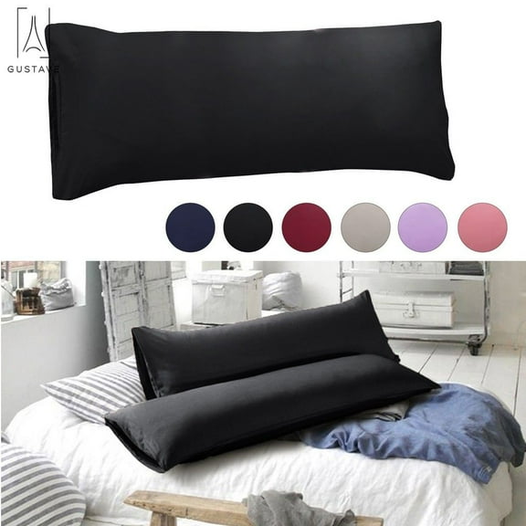 Gustave Body Pillowcase Soft Polyester Long Bedding Pillow Cover Envelope Closure Long Pillow Cover Case for Adults Pregnant Women "Black"