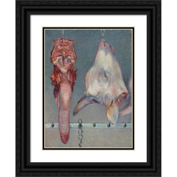 Gustave Caillebotte 19x24 Black Ornate Framed Double Matted Museum Art Print Titled: Calf's Head and Ox Tongue (C. 1882)