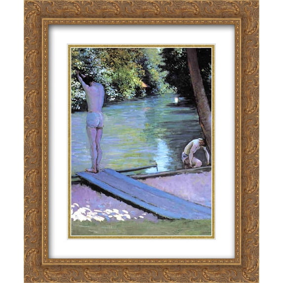 Gustave Caillebotte 2x Matted 20x24 Gold Ornate Framed Art Print 'Bather Preparing to Dive'