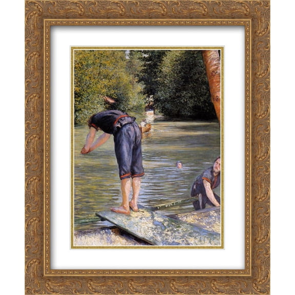 Gustave Caillebotte 2x Matted 20x24 Gold Ornate Framed Art Print 'Bathers'