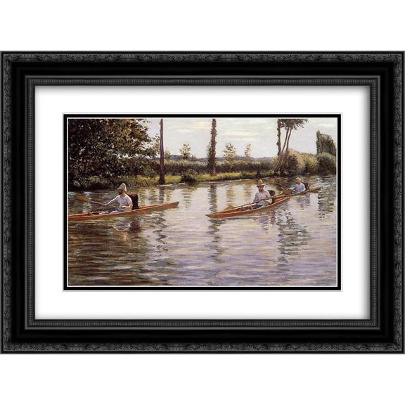 Gustave Caillebotte 2x Matted 24x18 Black Ornate Framed Art Print 'Perissoires sur l'Yerres'