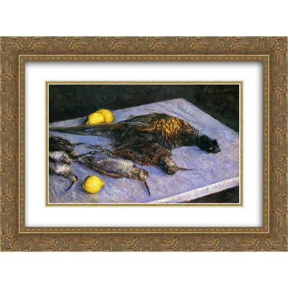 Gustave Caillebotte 2x Matted 24x18 Gold Ornate Framed Art Print 'Game Birds And Lemons'