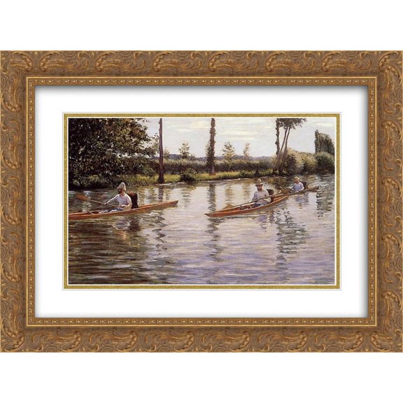 Gustave Caillebotte 2x Matted 24x18 Gold Ornate Framed Art Print 'Perissoires sur l'Yerres'