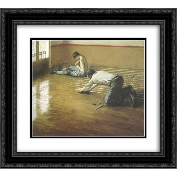 Gustave Caillebotte 2x Matted 24x20 Black Ornate Framed Art Print 'The Floor Scrapers'