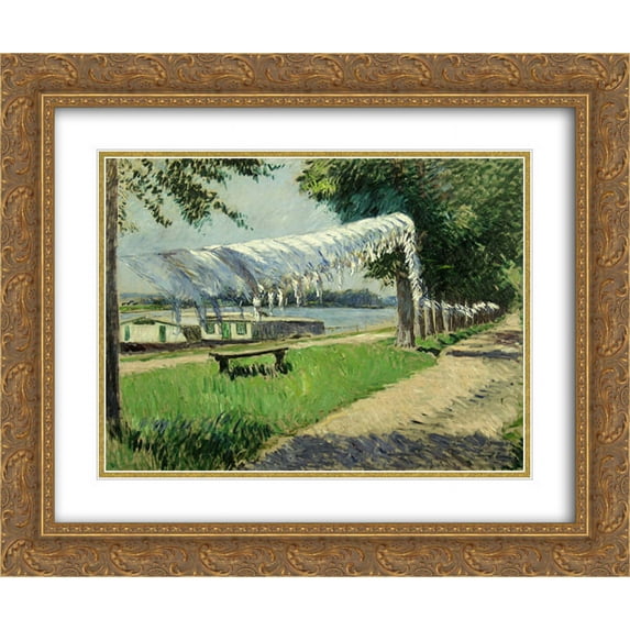 Gustave Caillebotte 2x Matted 24x20 Gold Ornate Framed Art Print 'Laundry Drying'