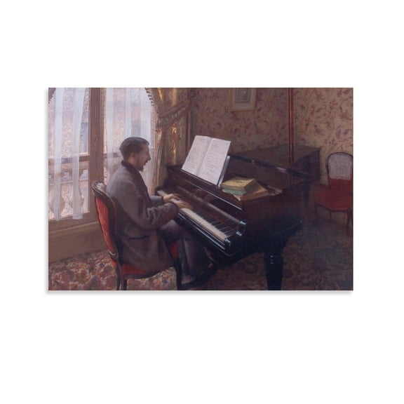 Gustave Caillebotte Jeune Homme Au Piano Artworks Canvas Poster Room Aesthetic Wall Art Prints Home Modern Decor Gifts 12x18inch(30x45cm)