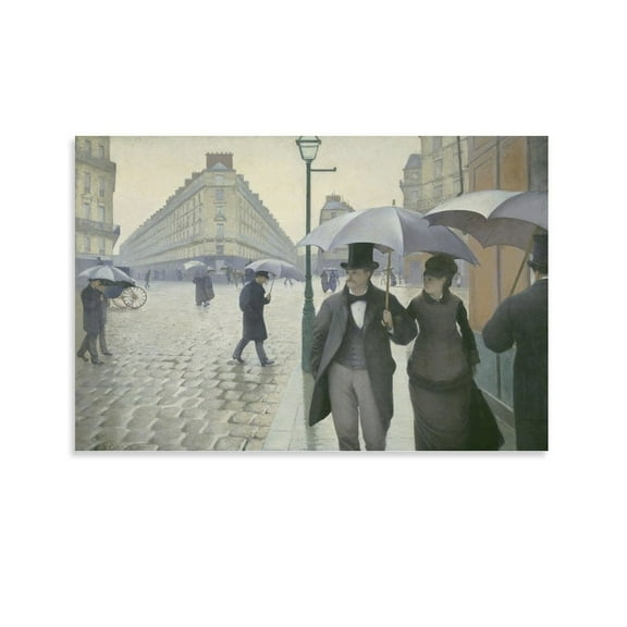 Gustave Caillebotte Paris Street; Rainy Day Picture Print Wall Art Poster Painting Canvas Posters Artworks Gift Room Aesthetic 16x24inch(40x60cm)