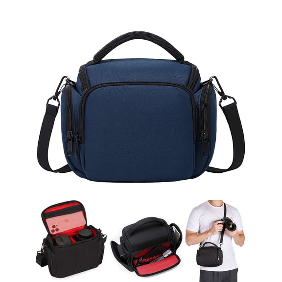 Gustave Camera Crossbody Bag Case Padded Waterproof Photography Bags Multi Pockets Compact Messenger Shoulder Handbag for Photographers DSLR SLR Mirrorless Cameras - Blue