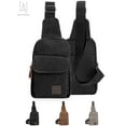 thumbnail image 1 of Gustave Canvas Sling Bag Crossbody Backpack for Men Women Casual Lightweight Chest Bag Shoulder Daypack for Travel Hiking Cycling "Black", 1 of 8