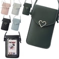 thumbnail image 1 of Gustave Cell Phone Bag PU Leather Crossbody Smartphone Purse for Women, Touch Screen Phone Pouch Holder Shoulder Bag Fit for iPhone 12 11 X Samsung Galaxy Models below 6.5" (Green), 1 of 8