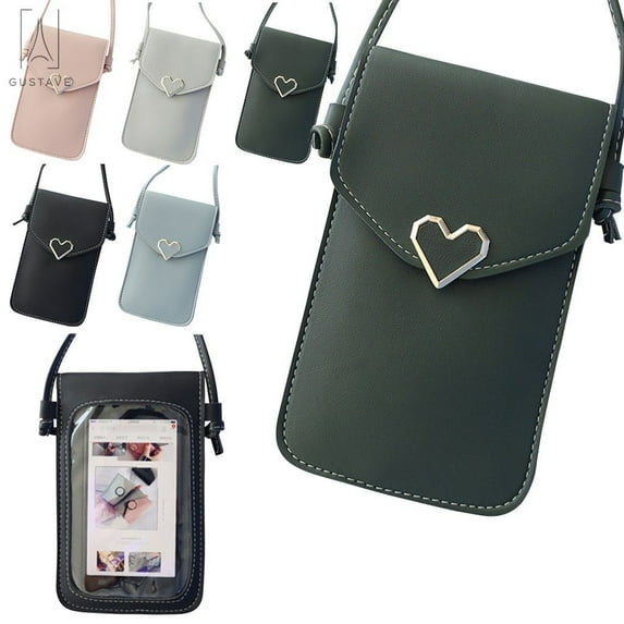 Gustave Cell Phone Bag PU Leather Crossbody Smartphone Purse for Women, Touch Screen Phone Pouch Holder Shoulder Bag Fit for iPhone 12 11 X Samsung Galaxy Models below 6.5" (Green)