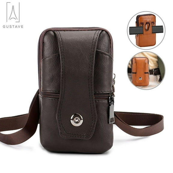 Gustave Leather Holster Cell Phone Case for Apple iPhone 11, Coffee